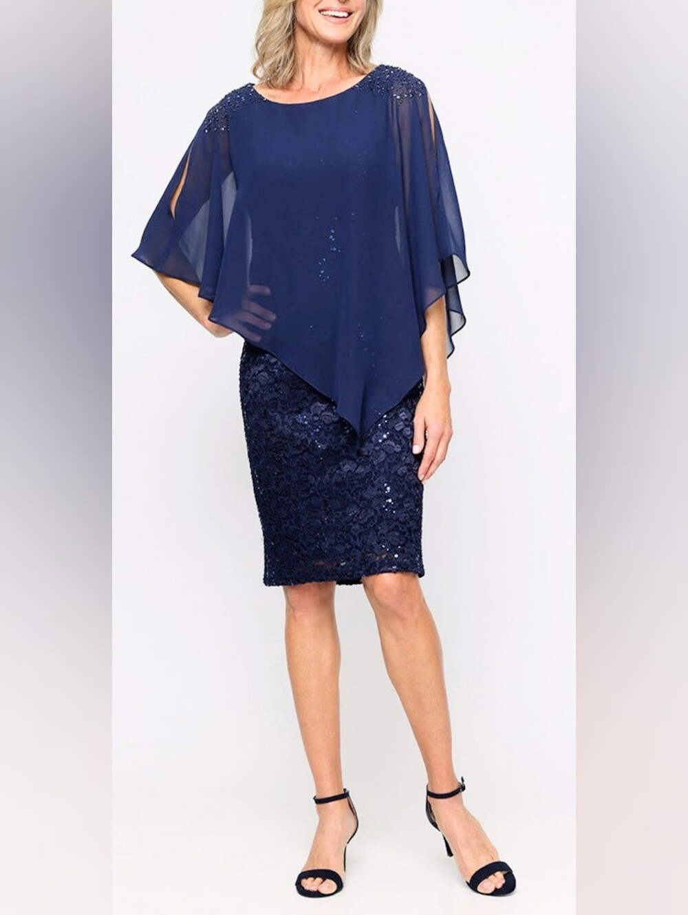 Laundry By Shelli Segal💙 Captivating Navy Blue Sequin Dress Nwot
